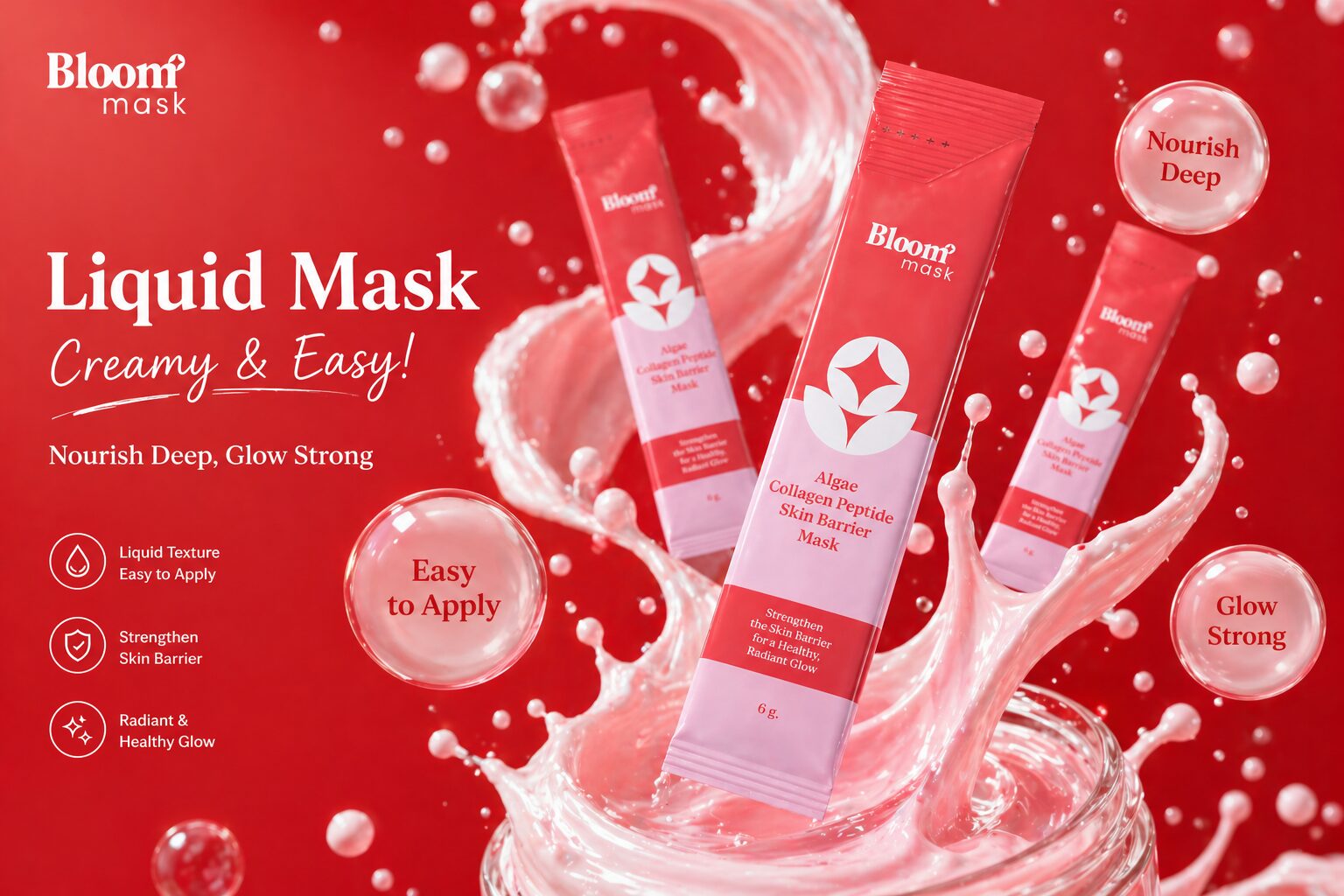 Bloom Mask — Liquid Mask Creamy & Easy พร้อม cream splash